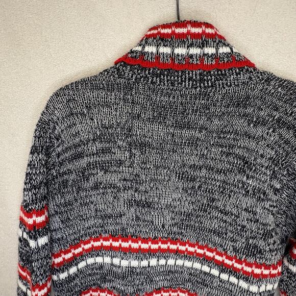 Vintage Scotch English Red Blue White Knit Collar Cardigan Sweater Medium - Picture 10 of 12